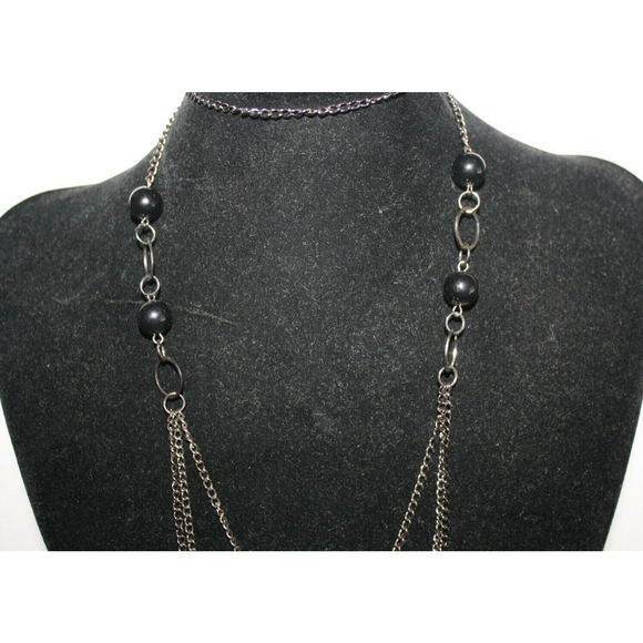 3/$15 Black Beaded Necklace & Matching Earrings Triple Strand New Womens Jewelry - Picture 3 of 5